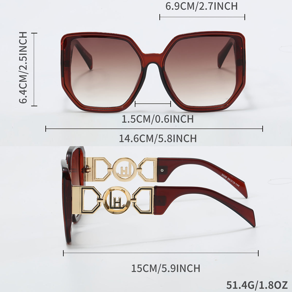 Classy Geometric Link Square Sunglasses
