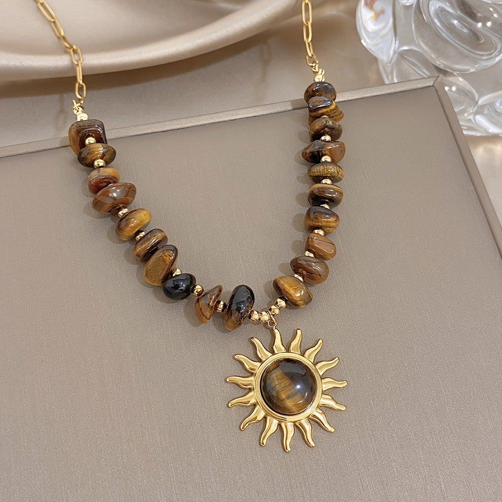 Boho Tiger Eye Sunburst Necklace