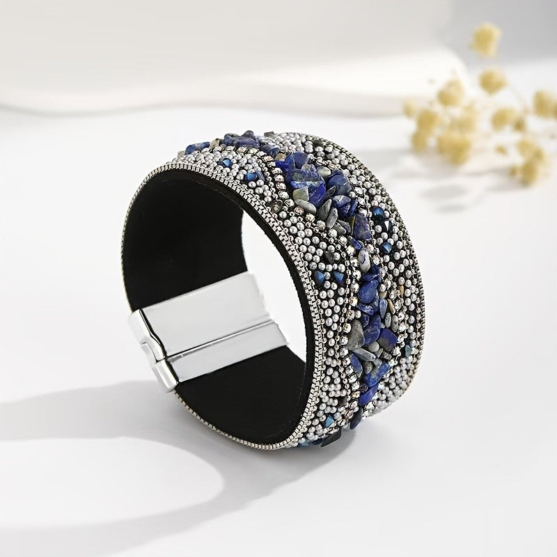 Boho Vintage Encrusted Wide Bracelet