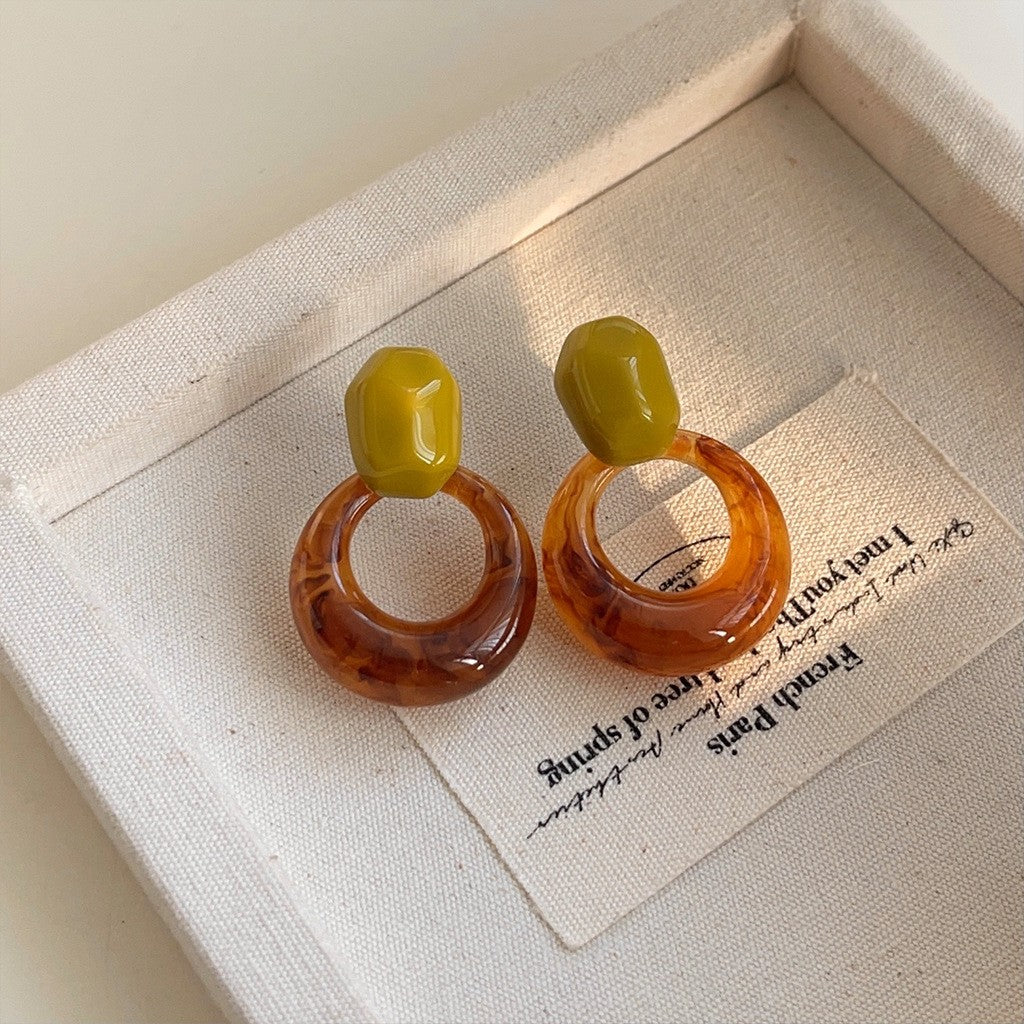 Boho Olive Acrylic Hoop Earrings