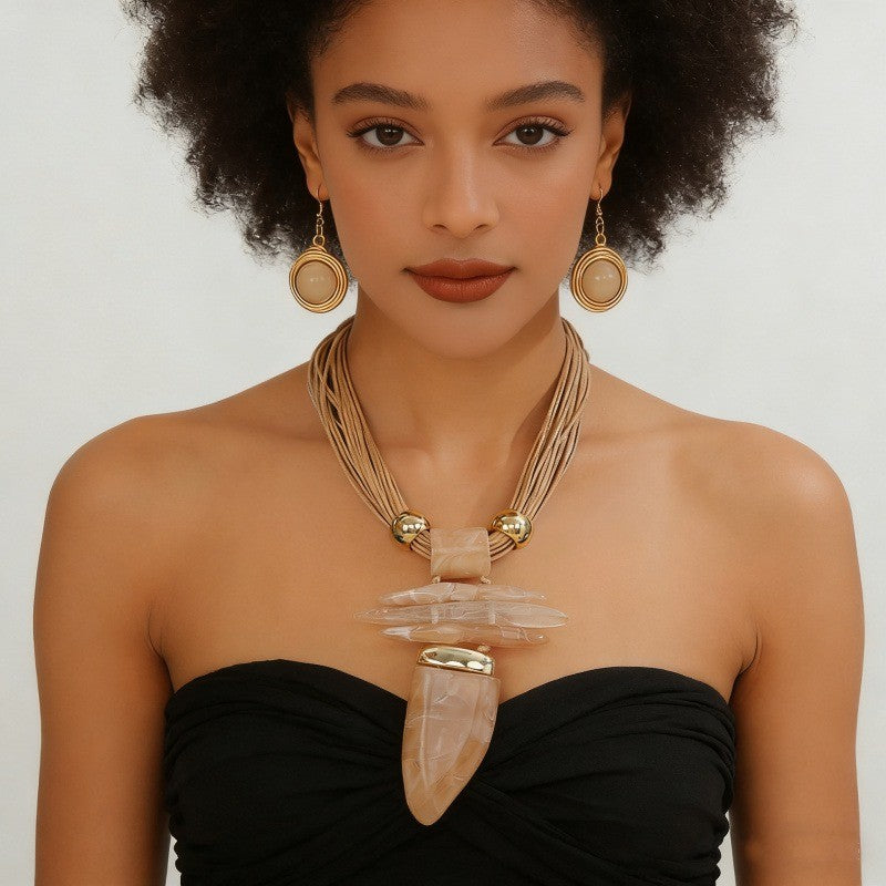 Boho Turquoise Statement Necklace Set