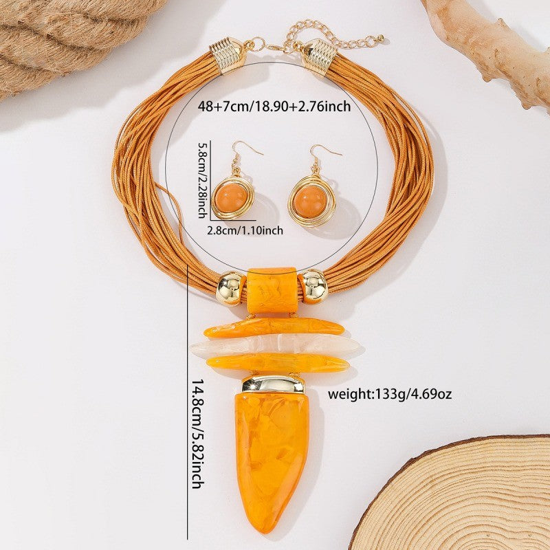 Boho Turquoise Statement Necklace Set