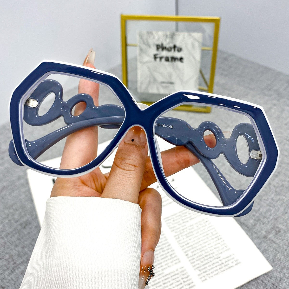 Chic Geometric Blue Reading Glasses
