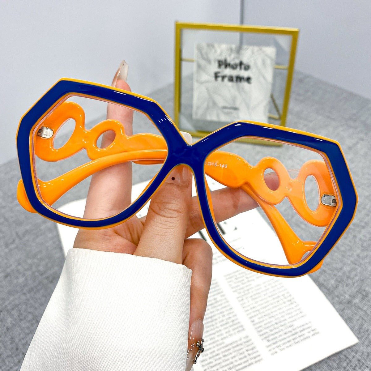 Chic Geometric Blue Reading Glasses