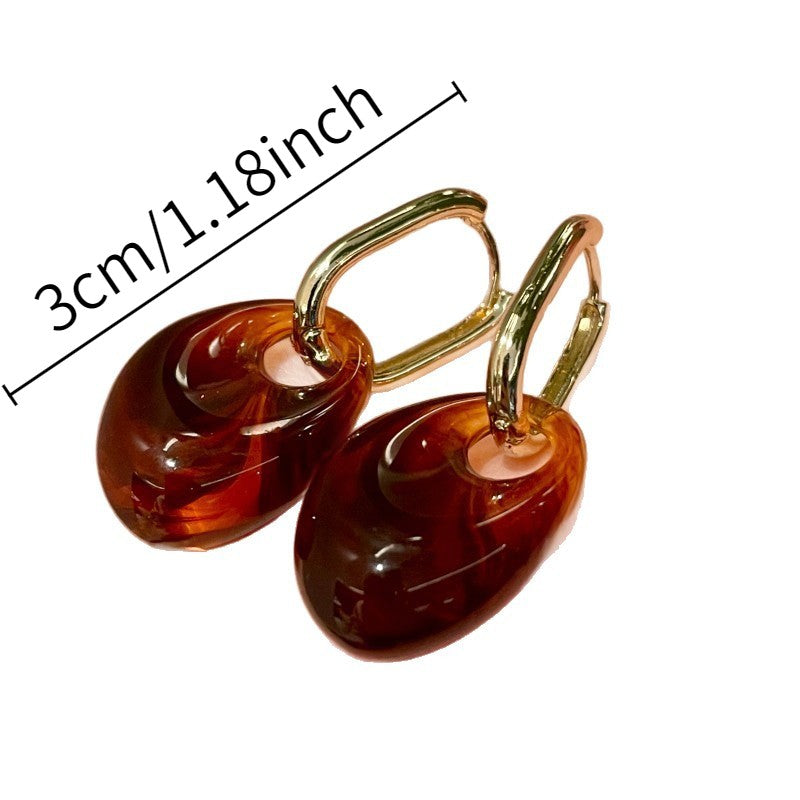 Vintage Amber Oval Hoop Earrings