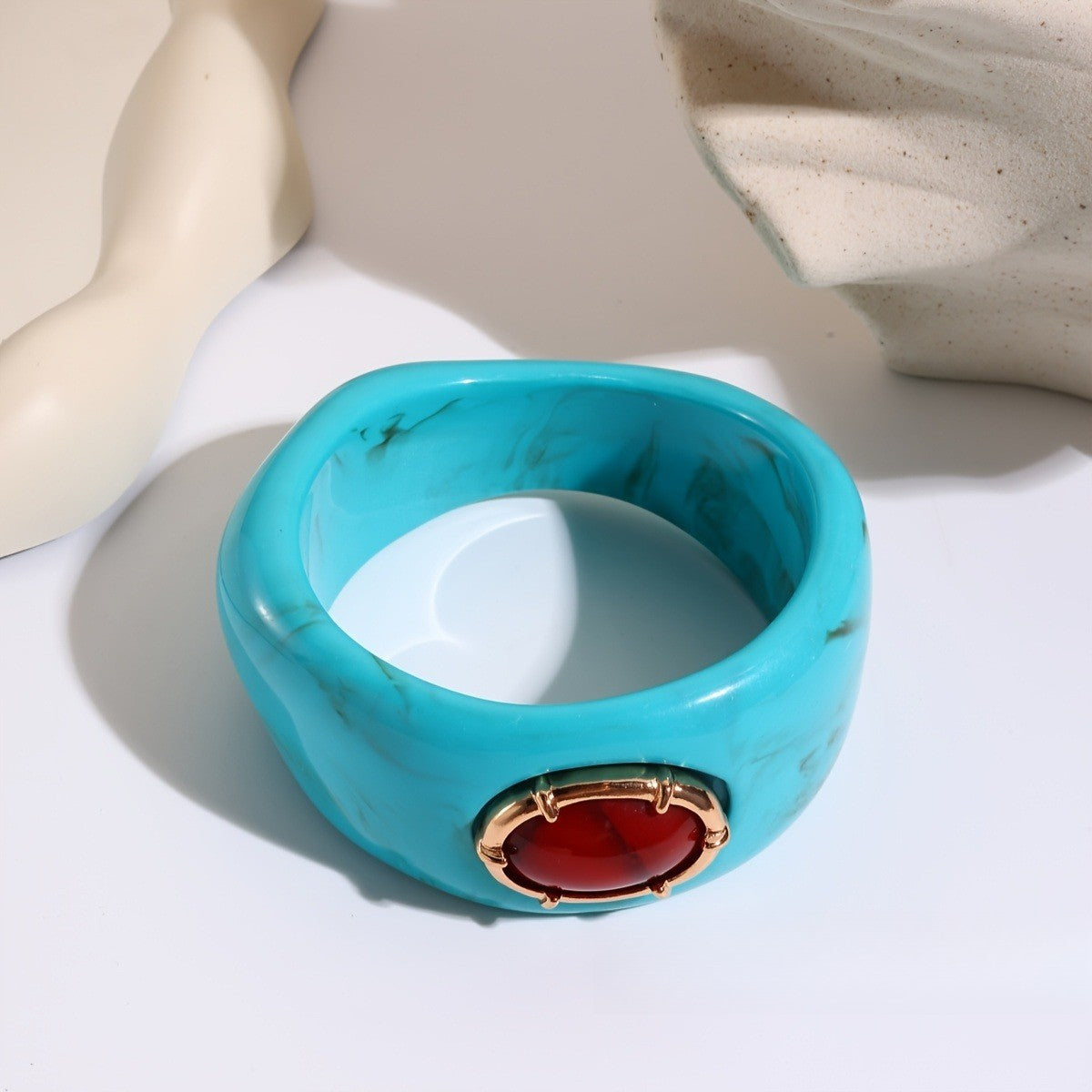 Boho Marbled Resin Cuff Set
