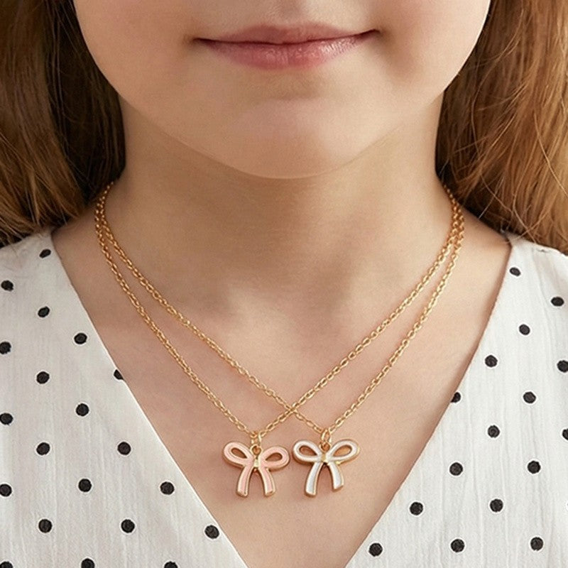 Dainty Dual Bow Layered Necklace