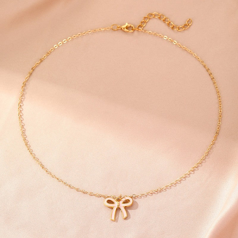 Dainty Dual Bow Layered Necklace
