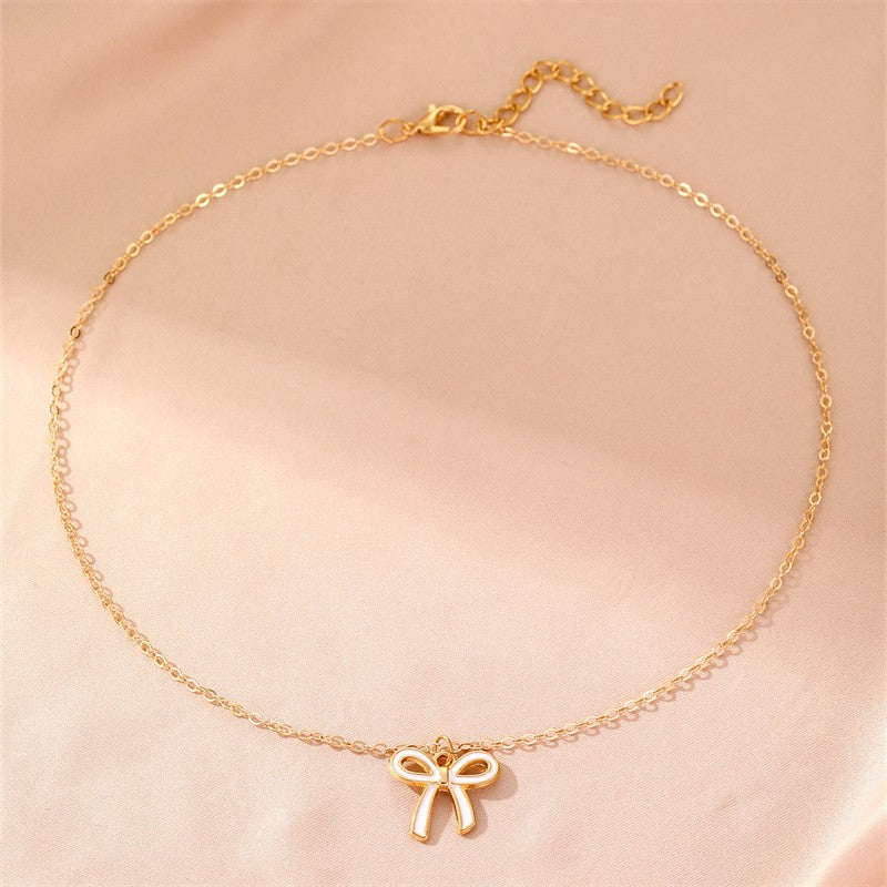 Dainty Dual Bow Layered Necklace