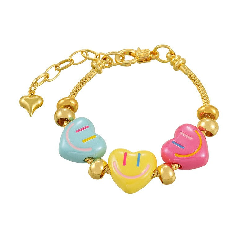 18k Y2K Resin Heart Charm Bracelet