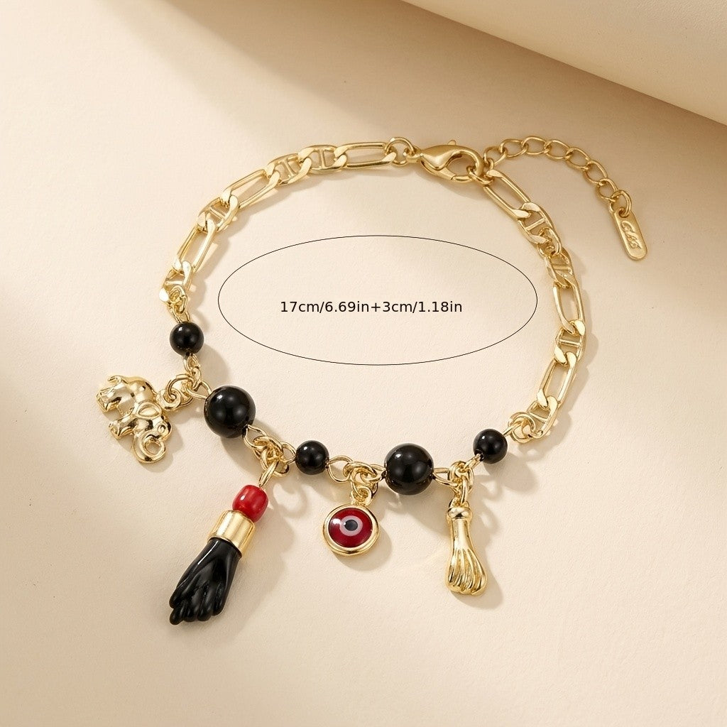 14k Vintage Elephant Evil Eye Bracelet