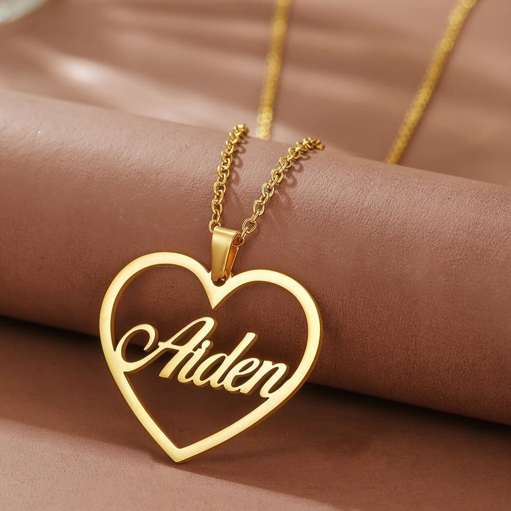18k Elegant Custom Name Heart Necklace