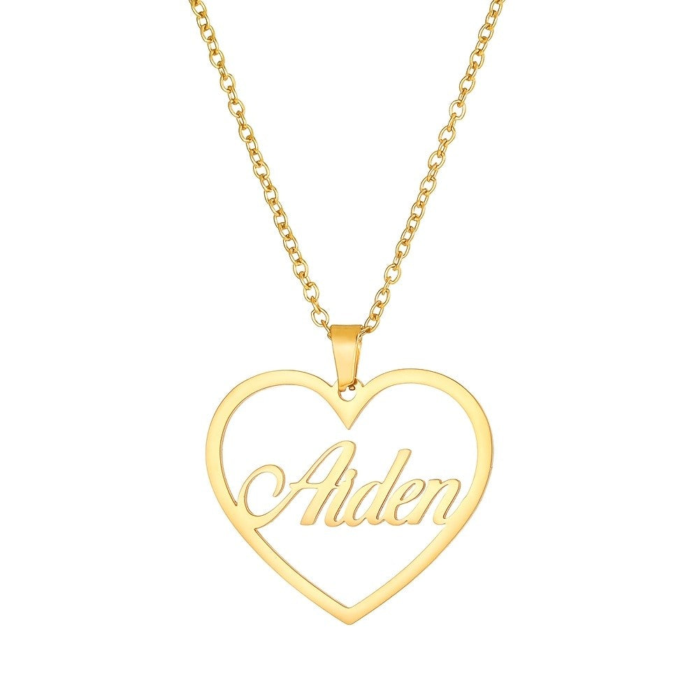 18k Elegant Custom Name Heart Necklace