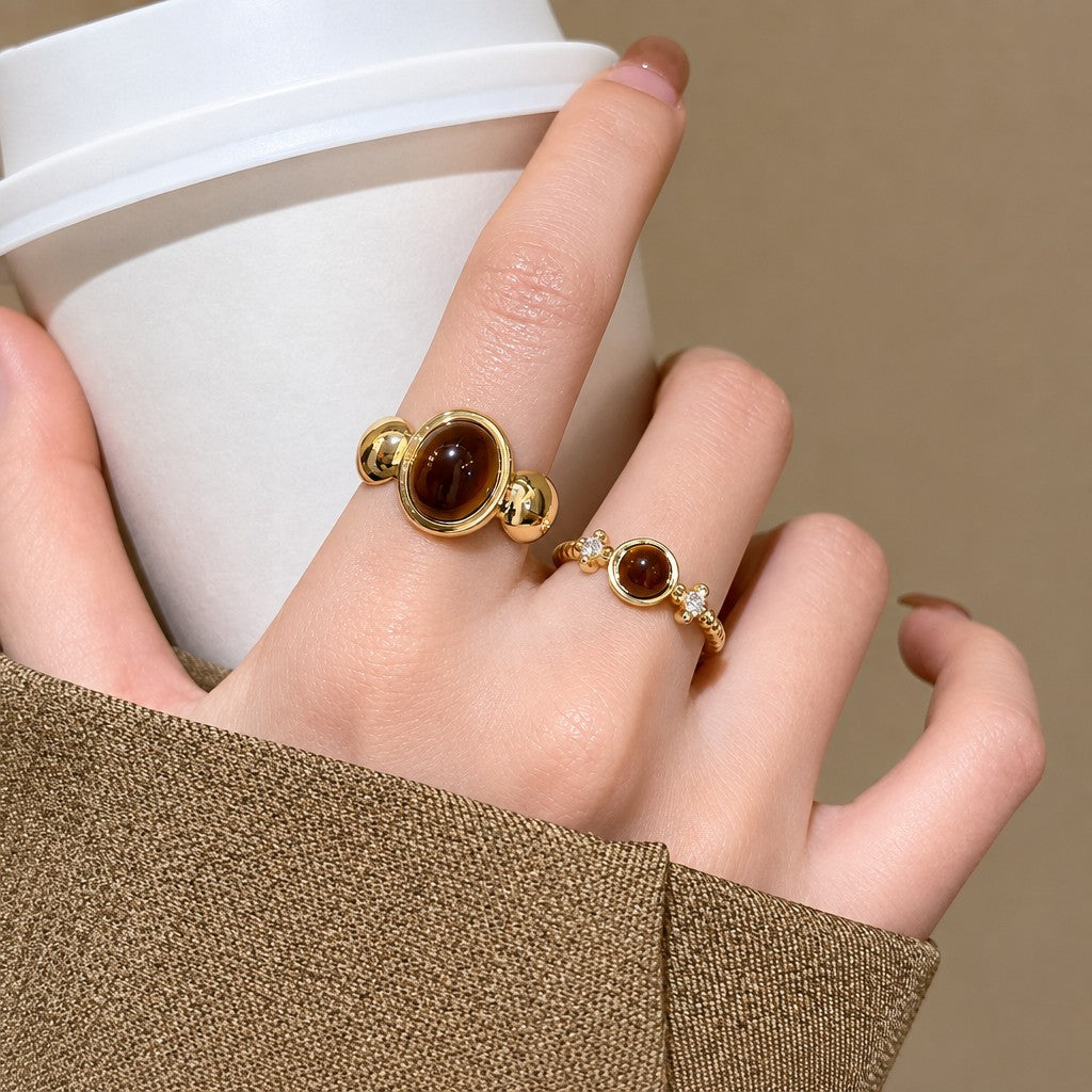 Vintage Boho Tiger Eye Stackable Ring