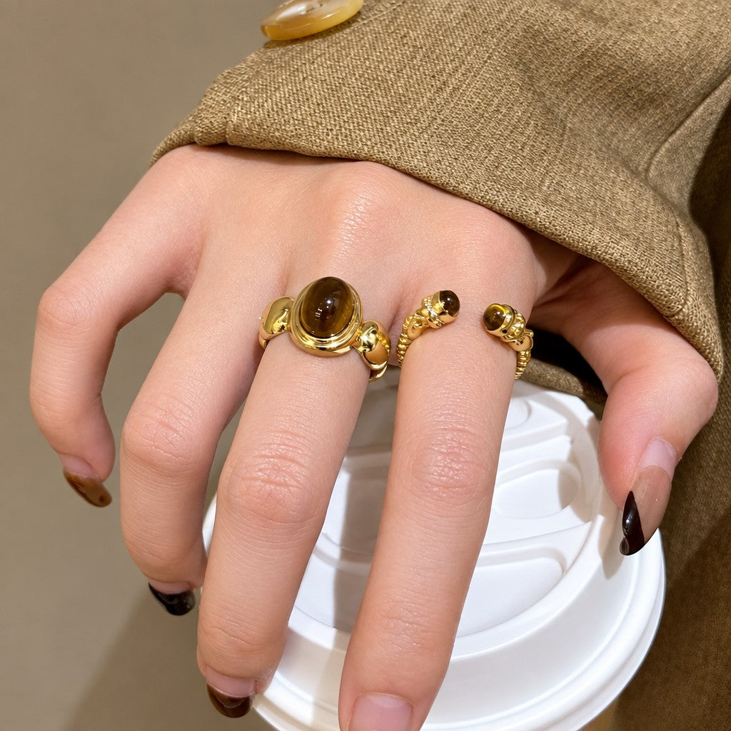 Vintage Boho Tiger Eye Stackable Ring
