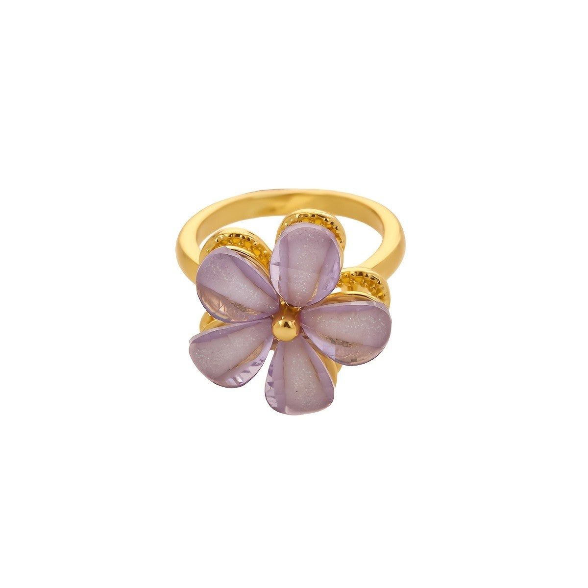 18k Dainty Resin Flower Ring