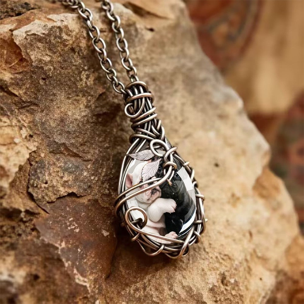 Elegant French Bulldog Wire Pendant Necklace