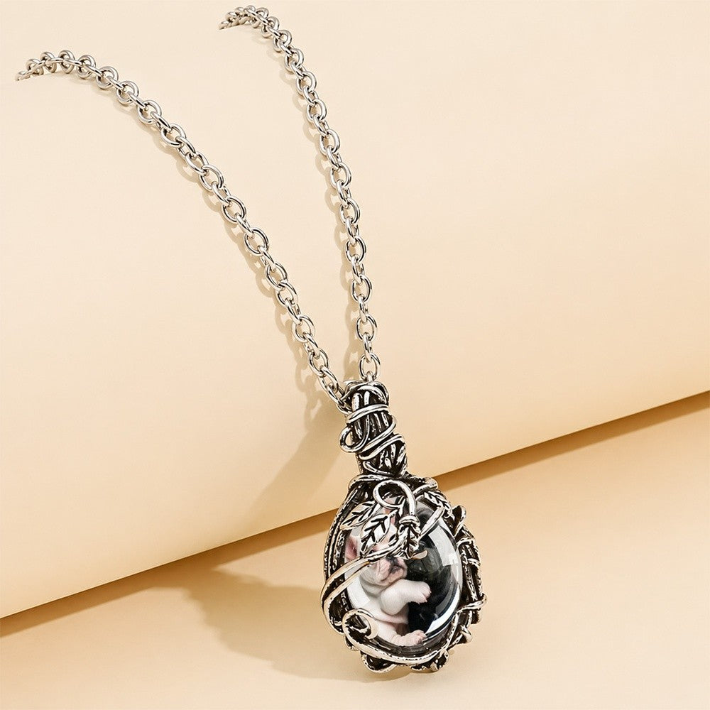 Elegant French Bulldog Wire Pendant Necklace