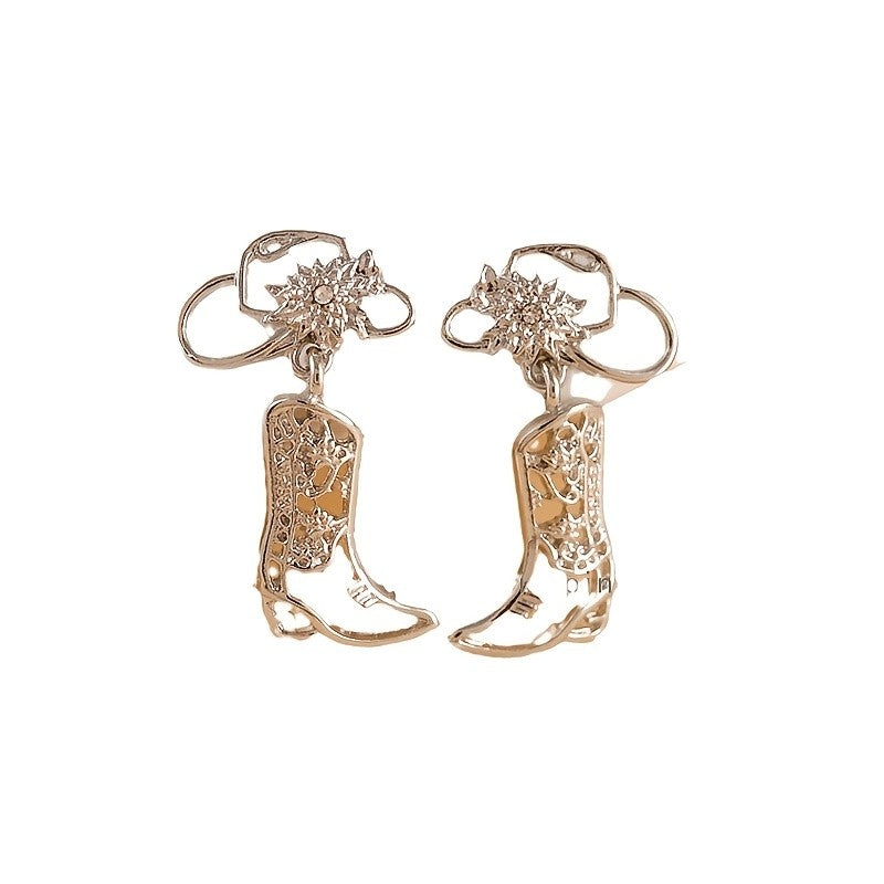 Dainty Hollow Cowboy Boot Drop Earrings