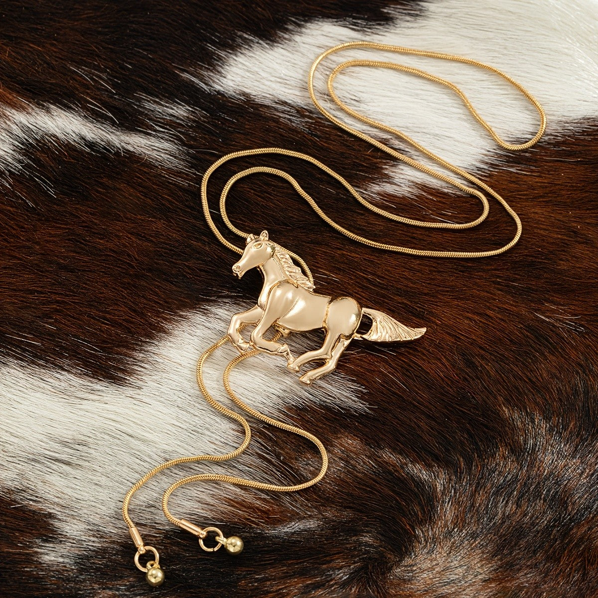 Classy Galloping Horse Lariat Necklace
