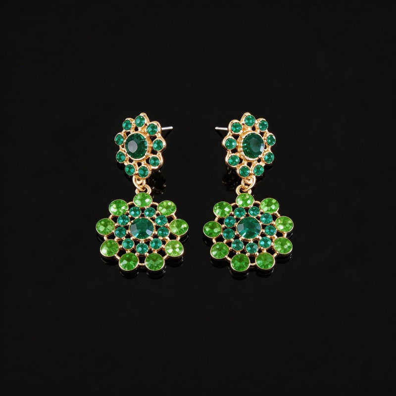 Elegant Emerald Flower Necklace & Earring Set