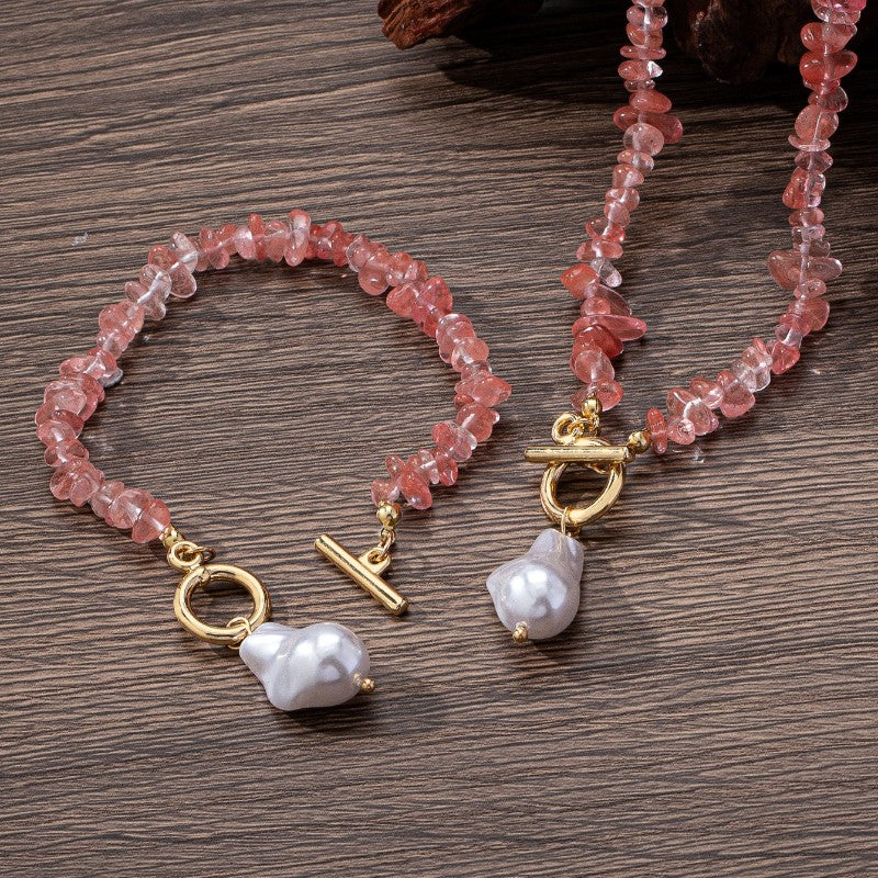 14k Boho Acrylic Nugget Necklace & Bracelet Set