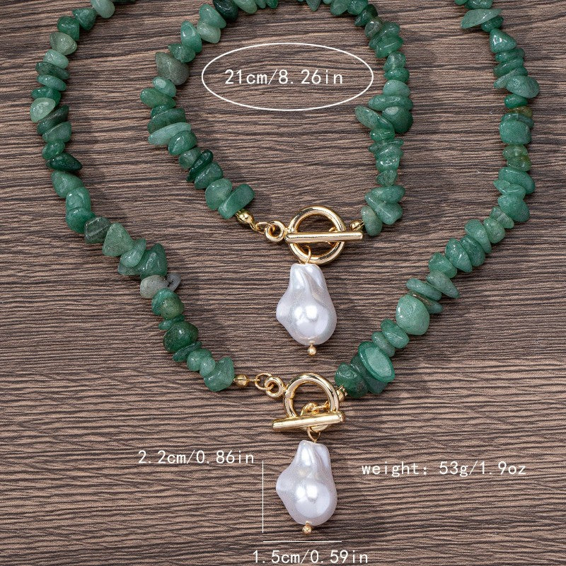 14k Boho Acrylic Nugget Necklace & Bracelet Set