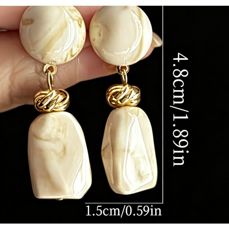 Vintage Boho Marbled Acrylic Drop Earrings