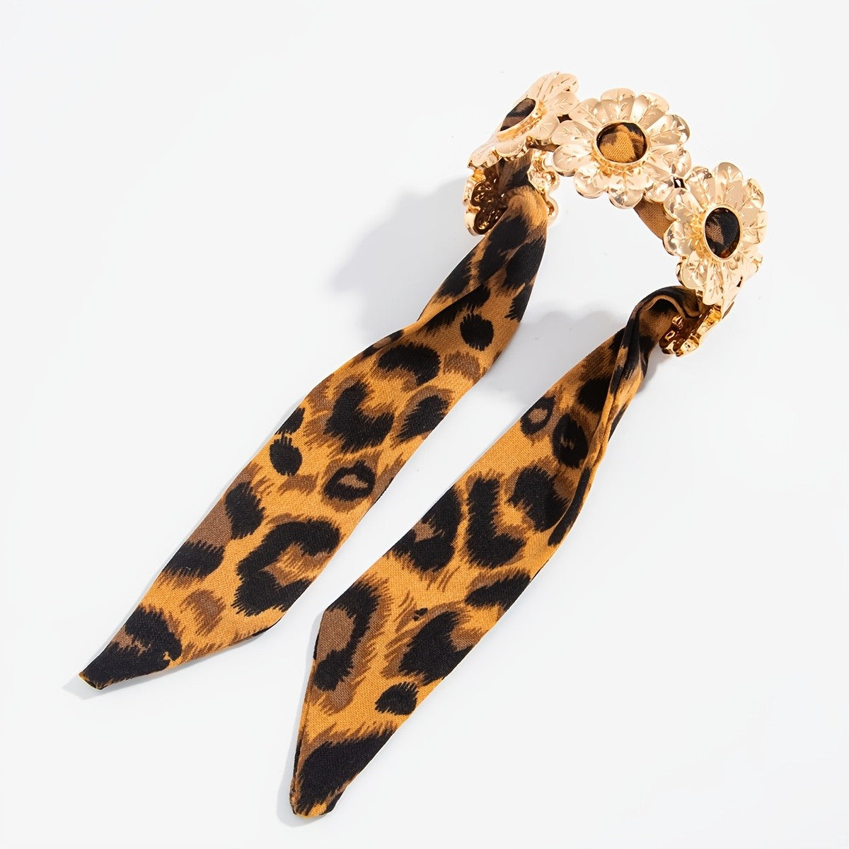 Boho Leopard Print Scarf Cuff Bracelet