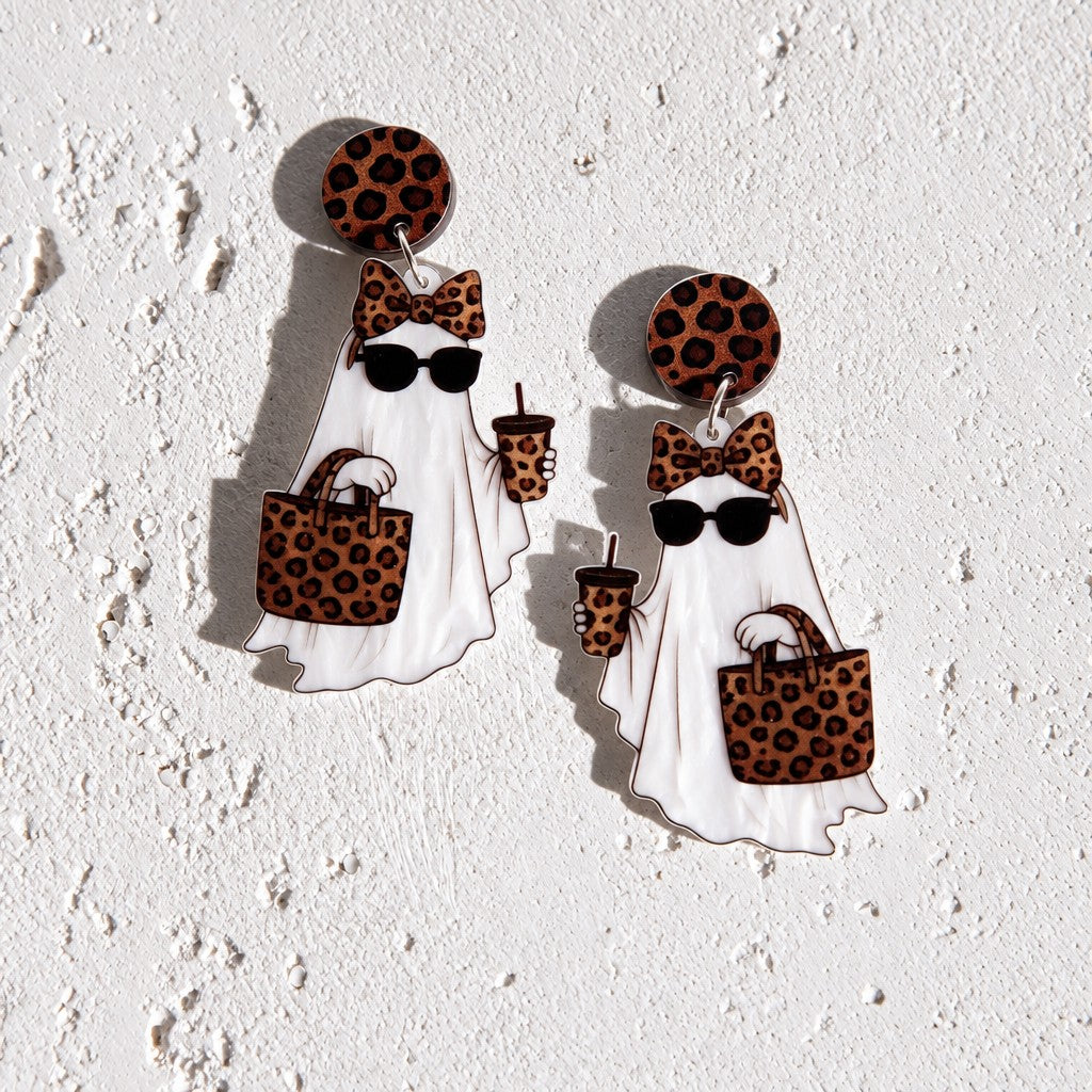 Cute Leopard Ghost Acrylic Earrings