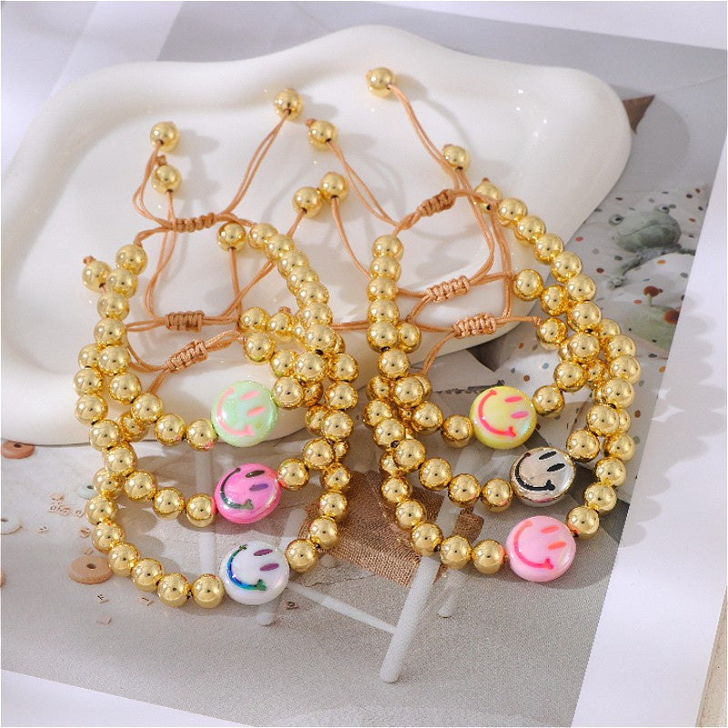 18k Boho Smile Face Beaded Bracelet