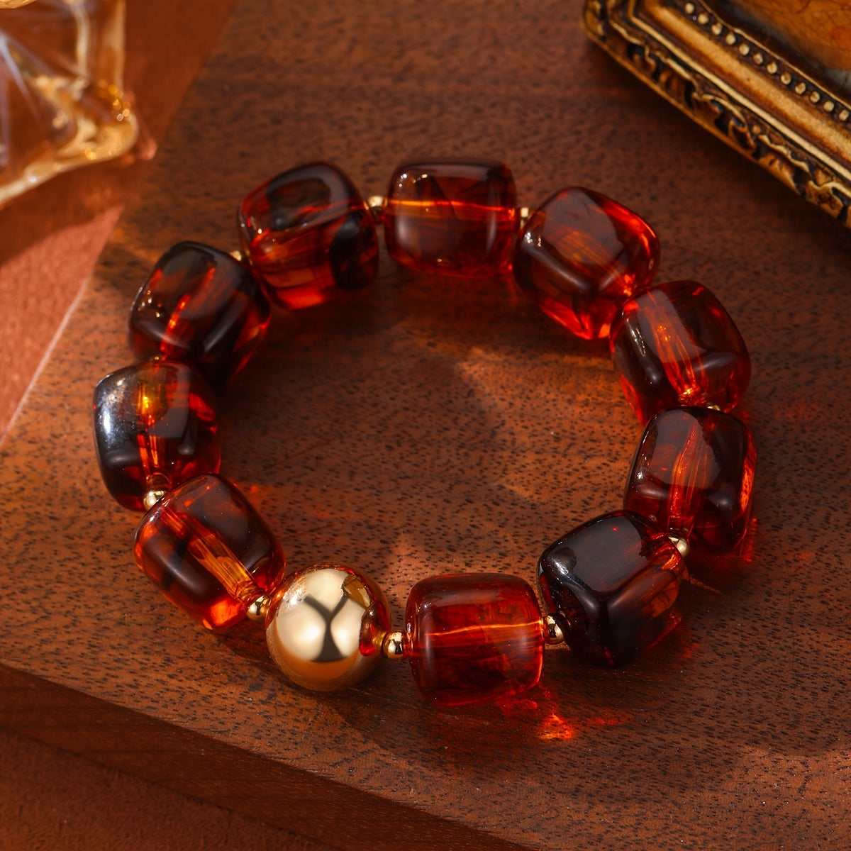 Boho Marbled Teal Resin Bracelet