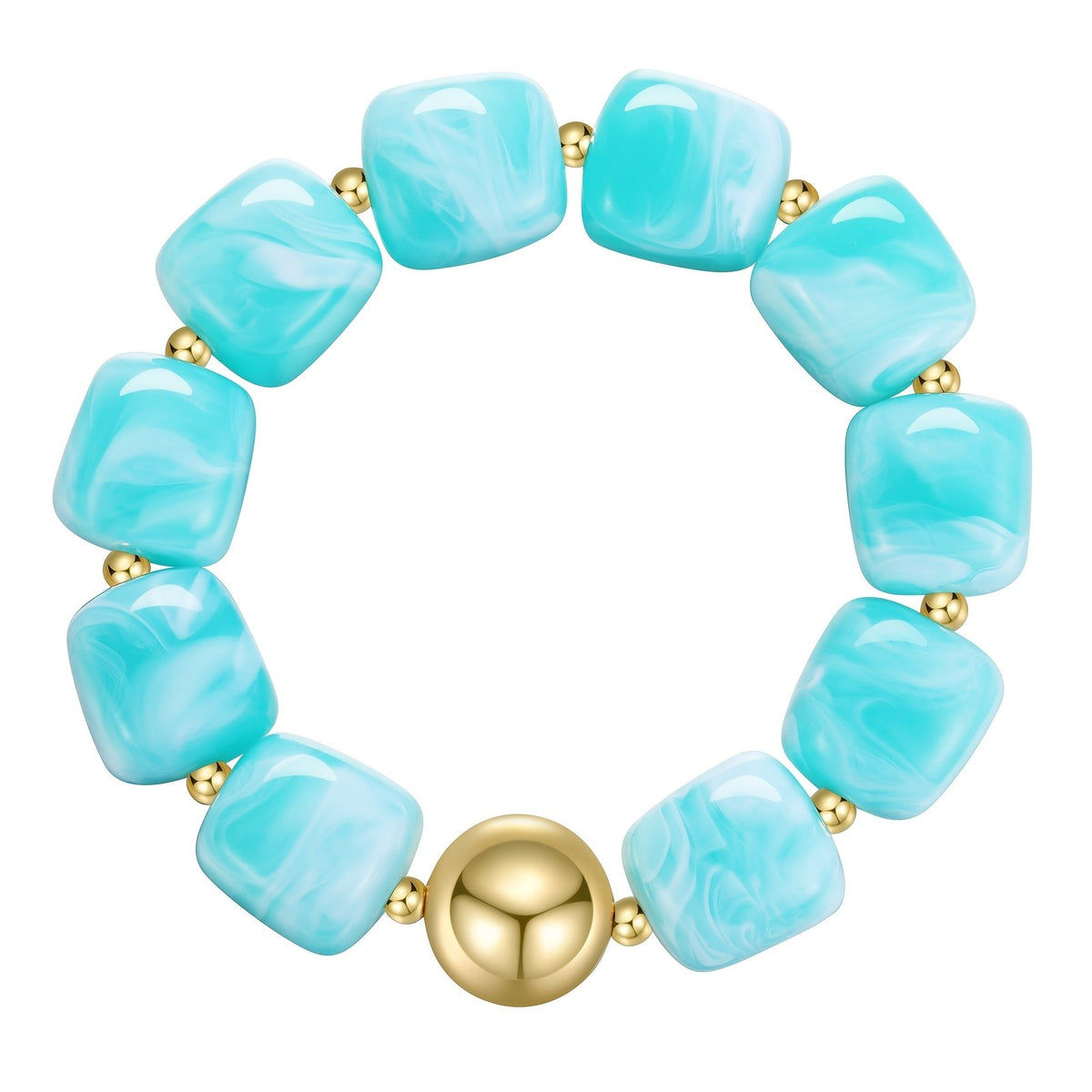Boho Marbled Teal Resin Bracelet