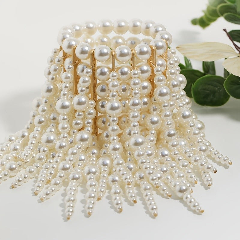 Elegant Faux Pearl Tassel Bracelet
