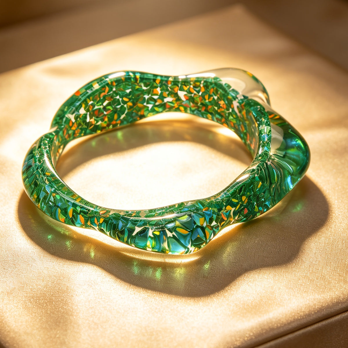 Iridescent Resin Wave Bracelet