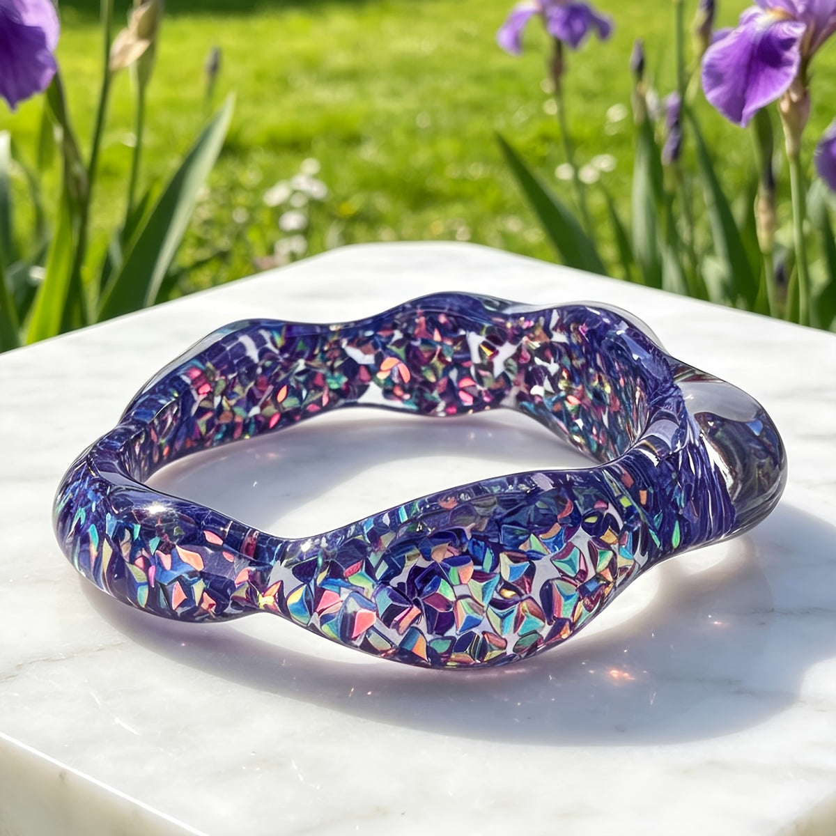 Iridescent Resin Wave Bracelet