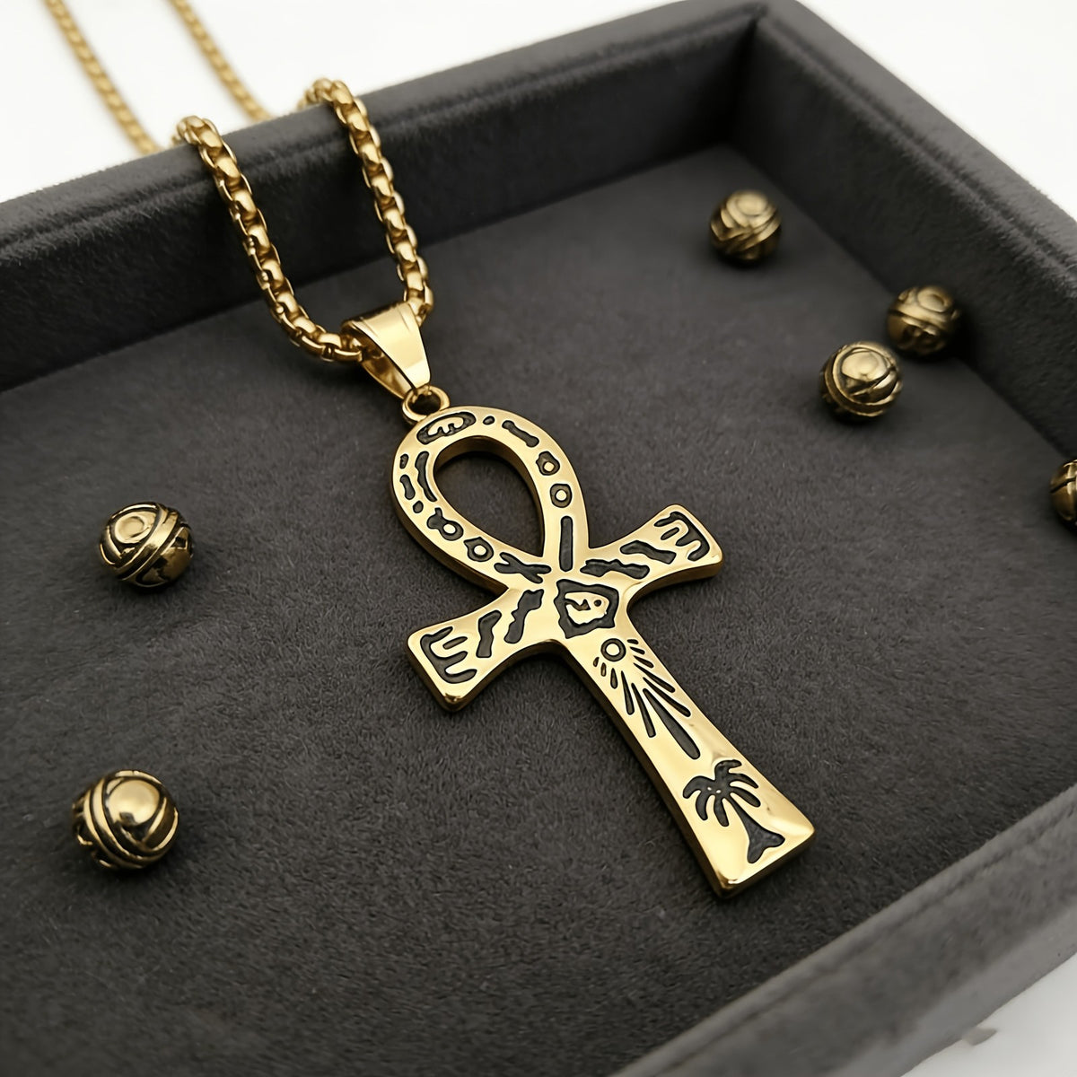 14k Vintage Hieroglyphic Ankh Necklace