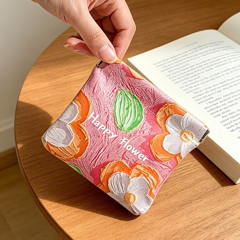 Romantic Floral Oil Painting Mini Pouch