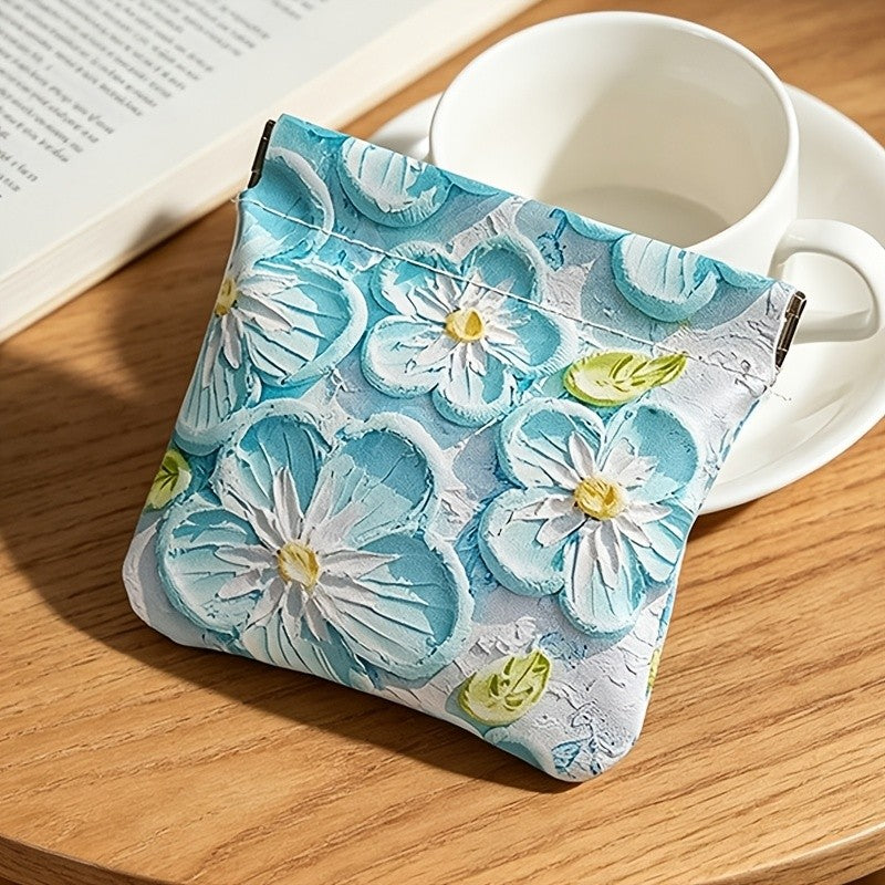 Romantic Floral Oil Painting Mini Pouch