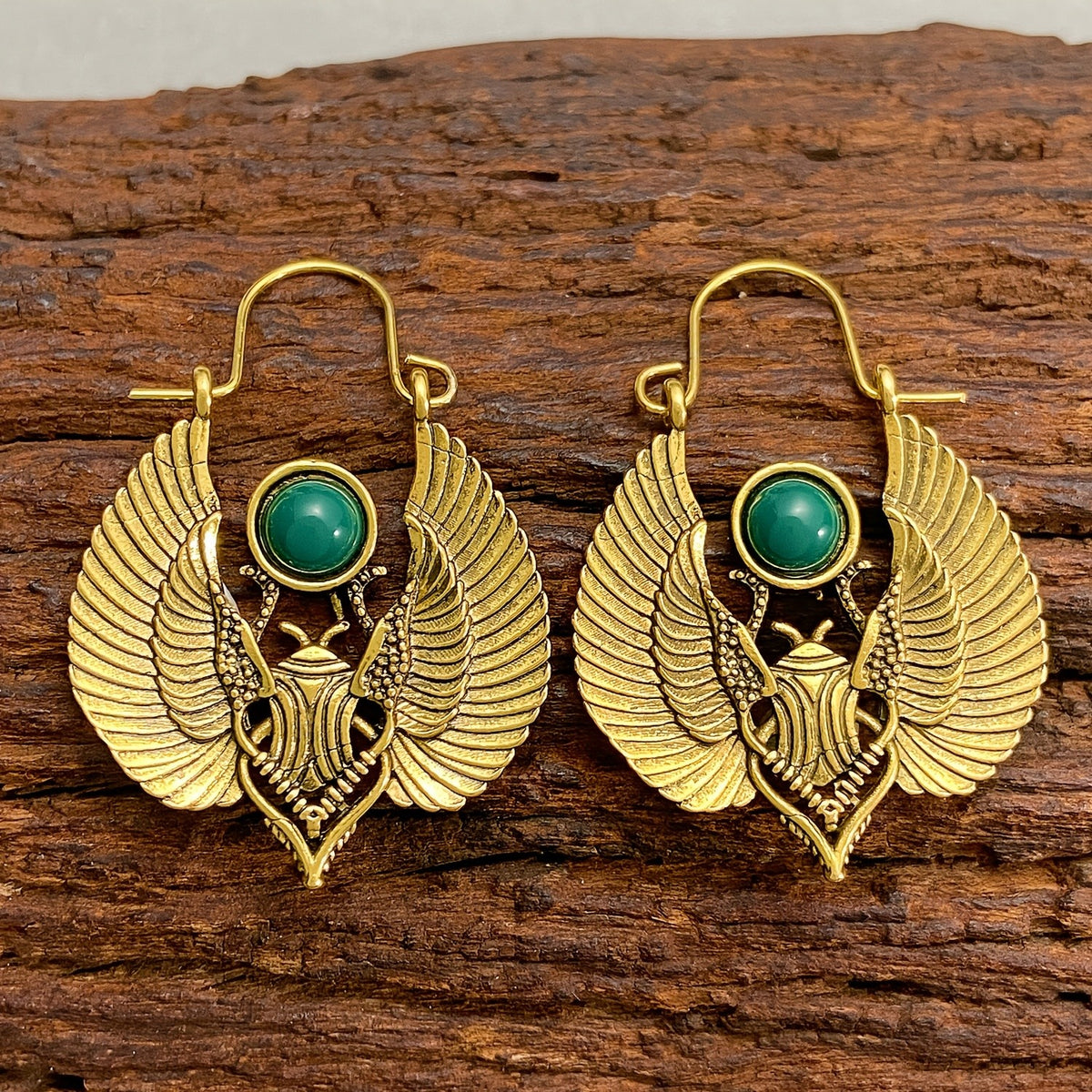 Vintage Inspired Winged Scarab Earrings