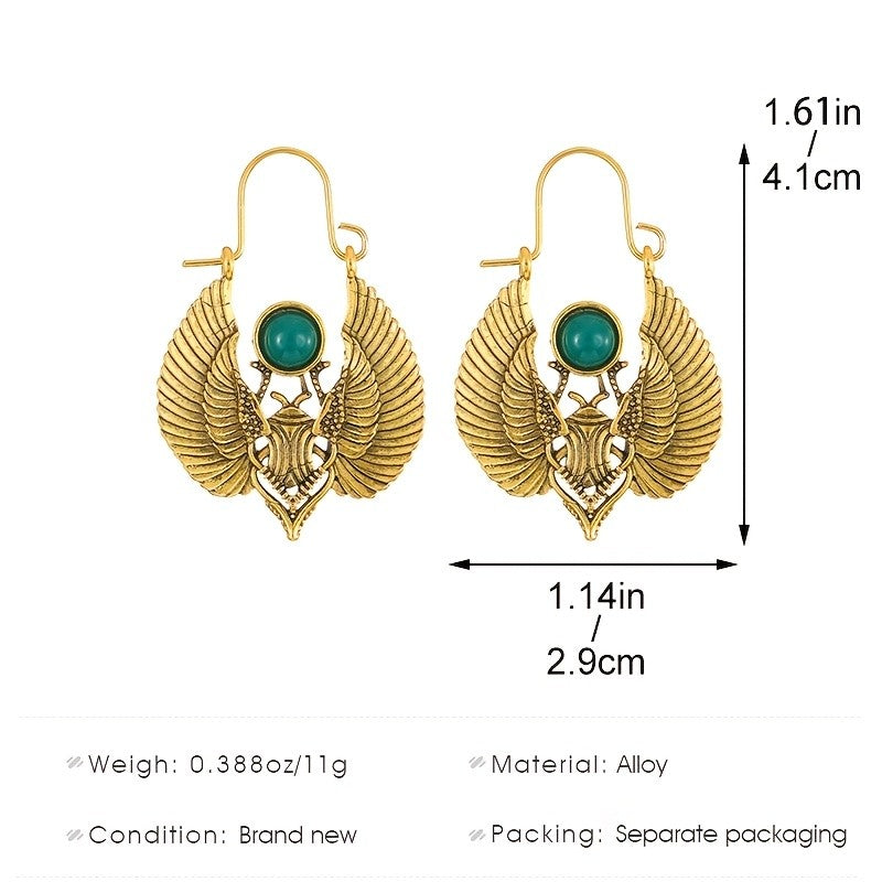Vintage Inspired Winged Scarab Earrings