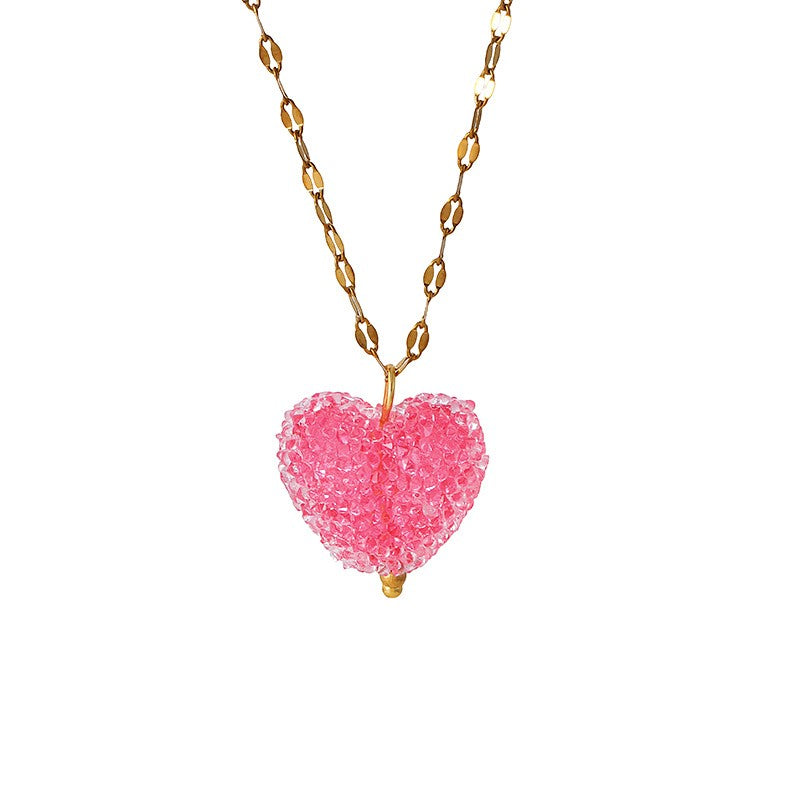 18k Dainty Layered Resin Heart Necklace