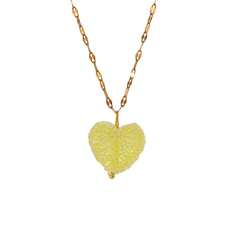18k Dainty Layered Resin Heart Necklace