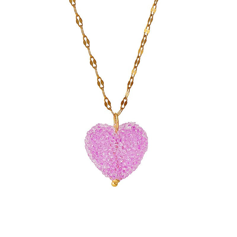 18k Dainty Layered Resin Heart Necklace