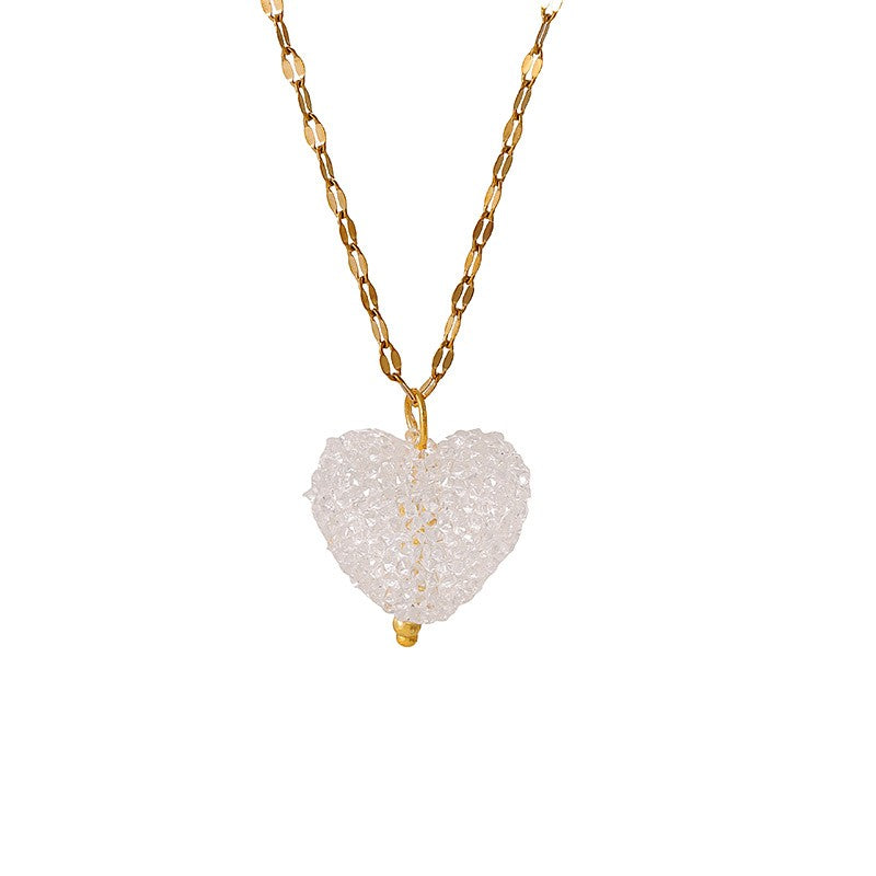 18k Dainty Layered Resin Heart Necklace