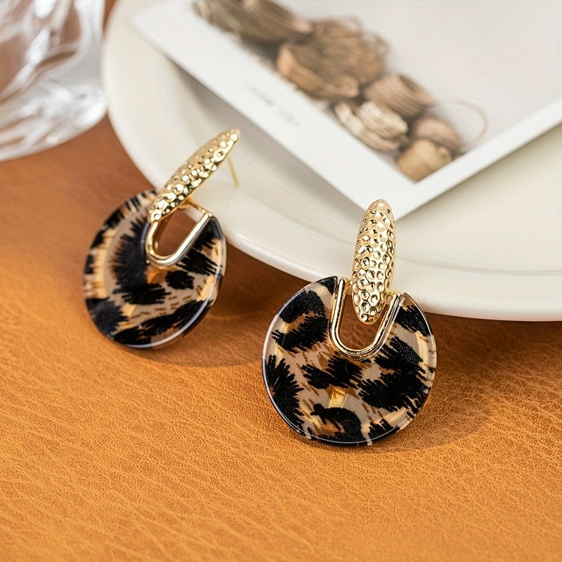 Vintage Leopard Print Hoop Earrings