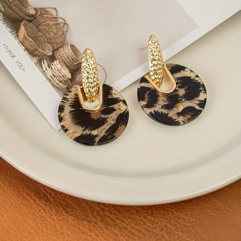 Vintage Leopard Print Hoop Earrings