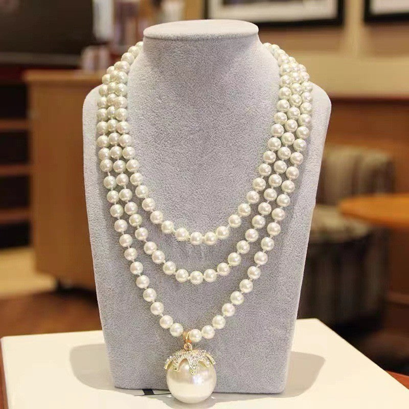 Elegant Layered Faux Pearl Necklace
