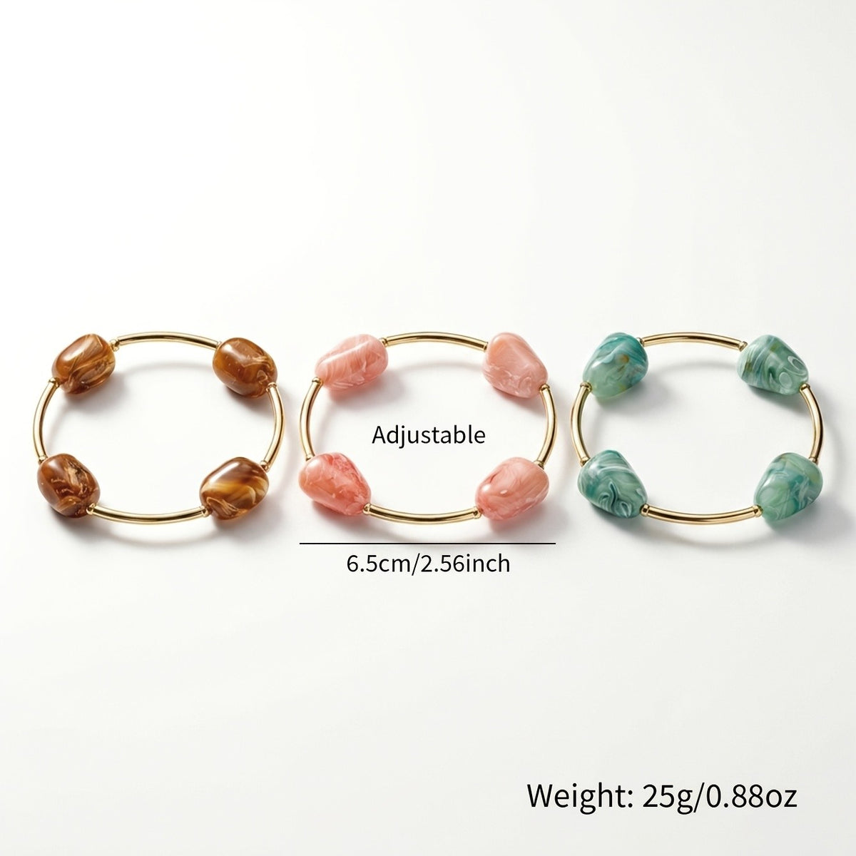3pc Boho Marbled Stone Bracelet Set