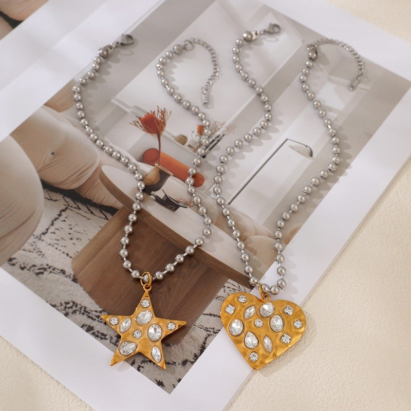 18k Boho Cross Heart Necklace